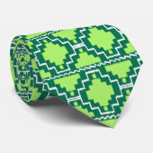 Ikat Aztec Muster - Wälder und Zitronen grün Krawatte (Gerollt)