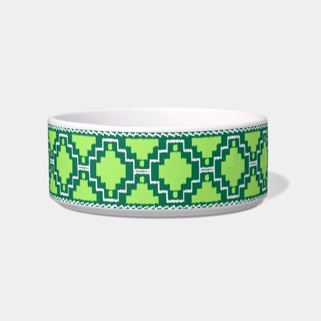 Ikat Aztec Muster - Wälder und Zitronen grün Napf (Links)