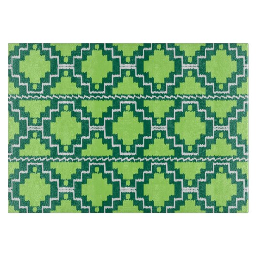 Ikat Aztec Muster - Wälder und Zitronen grün Schneidebrett (Vorderseite)