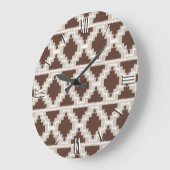 Ikat Aztec Pattern - Chocolate Brown and Taupe Große Wanduhr (Winkel)