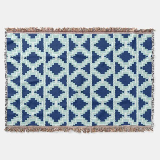 Ikat Aztec Pattern - Indizes und hellblau Decke (Vorderseite)