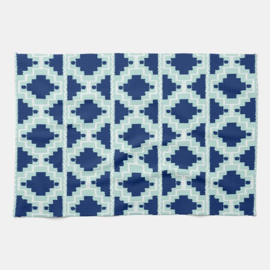 Ikat Aztec Pattern - Indizes und hellblau Handtuch (Horizontal)
