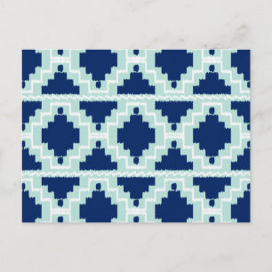 Ikat Aztec Pattern - Indizes und hellblau Postkarte