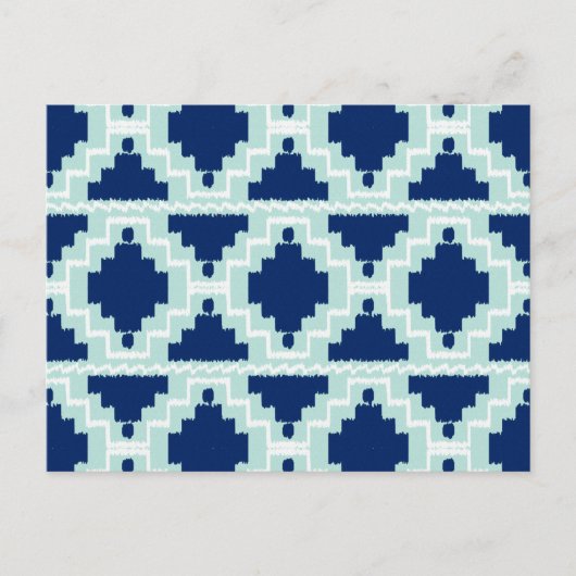 Ikat Aztec Pattern - Indizes und hellblau Postkarte (Vorderseite)