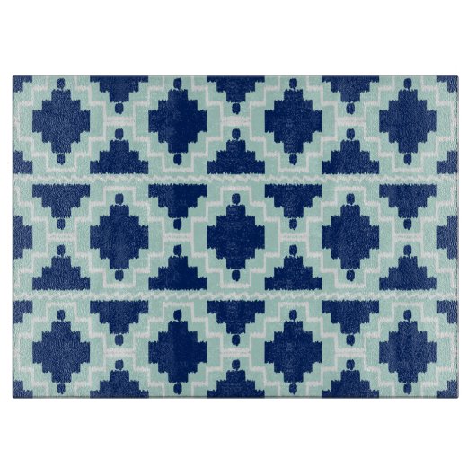 Ikat Aztec Pattern - Indizes und hellblau Schneidebrett (Vorderseite)