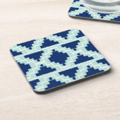 Ikat Aztec Pattern - Indizes und hellblau Untersetzer (Linke Seite)