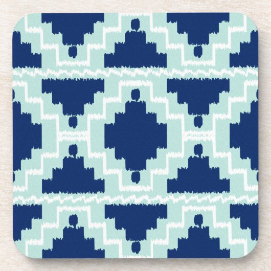 Ikat Aztec Pattern - Indizes und hellblau Untersetzer (Vorderseite)