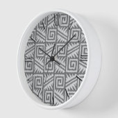 Ikat Aztec Pattern - Shades of Grey / Gray Wanduhr (Winkel)