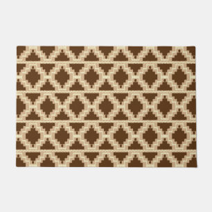 Ikat Aztec Tribal Chocolate Brown und Taupe Fußmatte