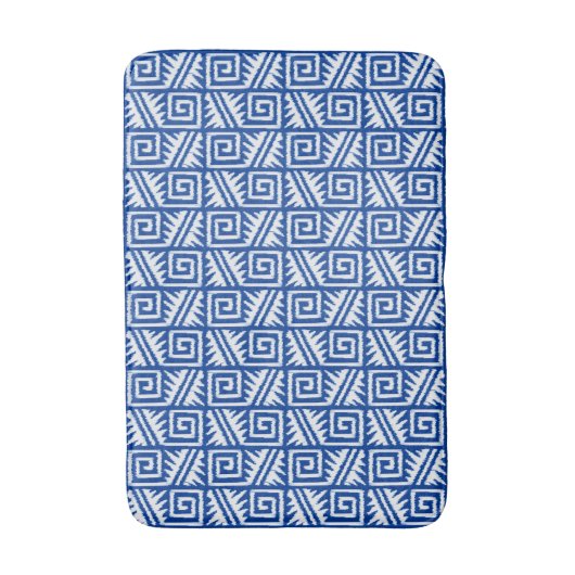 Ikat Aztec Tribal - Cobalt Blau und Weiß Badematte (Vorderseite Vertikal)