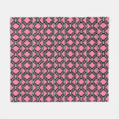 Ikat Aztec Tribal - Fuchsia Pink, Schwarz und Weiß Fleecedecke (Vorderseite (Horizontal))