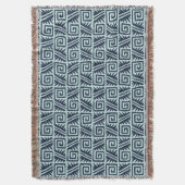 Ikat Aztec Tribal - Indio und Light Blue Decke (Vorderseite Vertikal)