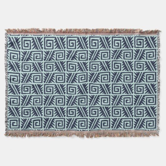Ikat Aztec Tribal - Indio und Light Blue Decke (Vorderseite)