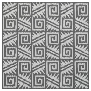 Ikat Aztec Tribal - Kohle und Silbergrau Stoff