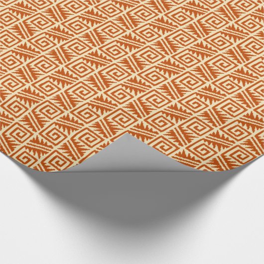 Ikat Aztec Tribal - Mandarin und leichte Orange Geschenkpapier (Ecke)