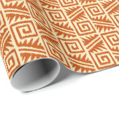 Ikat Aztec Tribal - Mandarin und leichte Orange Geschenkpapier (Rolleneckpunkt)