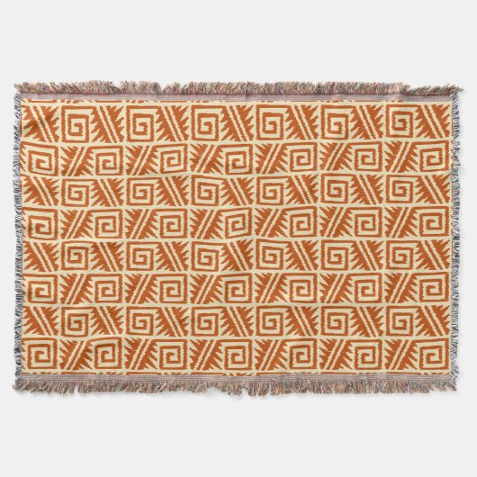 Ikat Aztec Tribal - Mandarin und Light Orange Decke (Vorderseite)