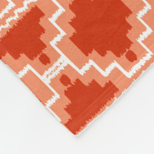 Ikat Aztec Tribal - Rost, Orange und Weiß Fleecedecke