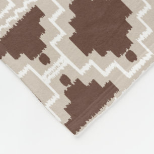 Ikat Aztec Tribal - Schokoladenbraun und Taupe Fleecedecke