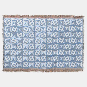 Ikat Aztec Tribal - Sky Blue und White Decke