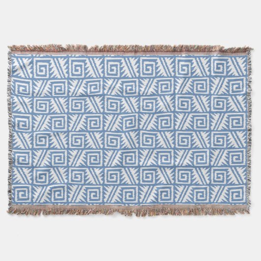 Ikat Aztec Tribal - Sky Blue und White Decke (Vorderseite)