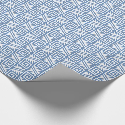 Ikat Aztec Tribal - Sky Blue und White Geschenkpapier (Ecke)