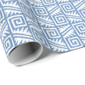 Ikat Aztec Tribal - Sky Blue und White Geschenkpapier (Rolleneckpunkt)