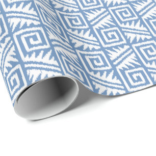 Ikat Aztec Tribal - Sky Blue und White Geschenkpapier