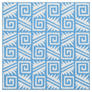 Ikat Aztec Tribal - Sky Blue und White Stoff