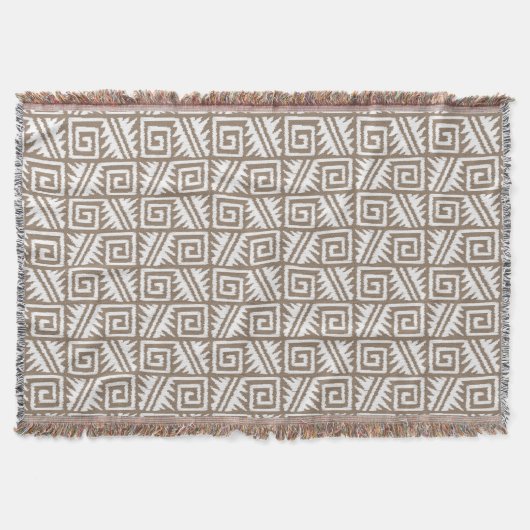 Ikat Aztec Tribal - Taupe Tan und Creme Decke (Vorderseite)