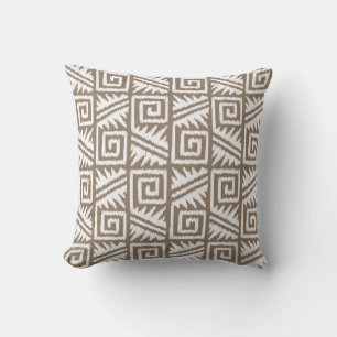 Ikat Aztec Tribal - Taupe Tan und Creme Kissen