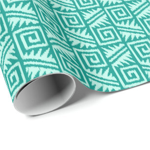 Ikat Aztec Tribal - Türkis und Aquamarin Geschenkpapier