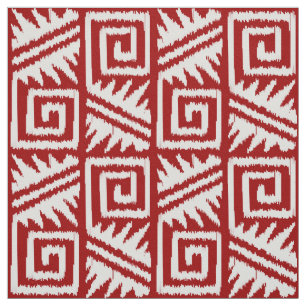 Ikat Azteke - tiefrot und weiß Stoff