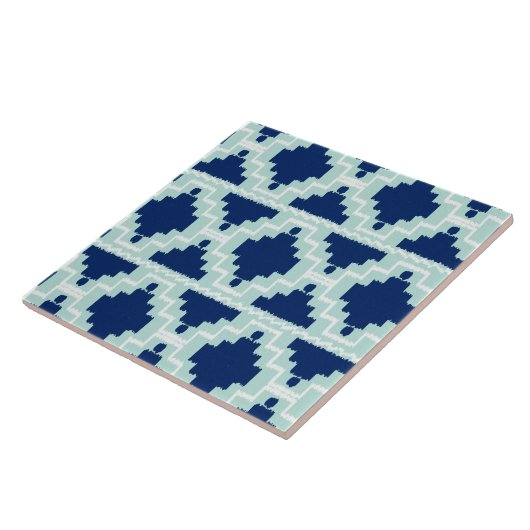 Ikat aztekisches Muster - Indigo und hellblaues Fliese (Seite)