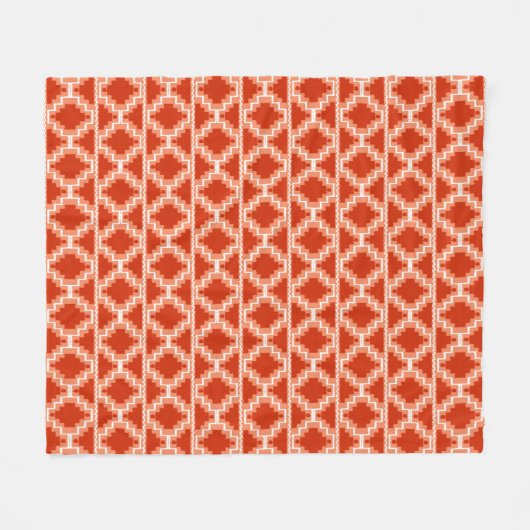 Ikat aztekisches Stammes- - Rost, Orange und Weiß Fleecedecke (Vorderseite (Horizontal))