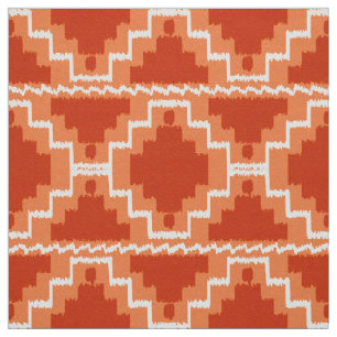 Ikat aztekisches Stammes- - Rost, Orange und Weiß Stoff
