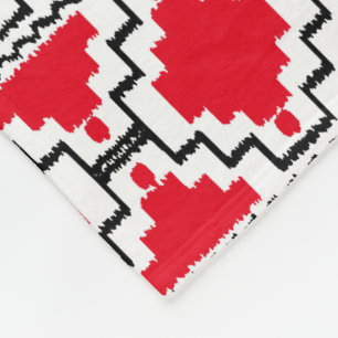 Ikat aztekisches Stammes- - Rot, Schwarzweiss Fleecedecke