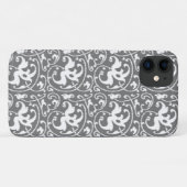 Ikat Blumendamast - Grau/Grau und Weiß Case-Mate iPhone Hülle (Rückseite (Horizontal))