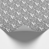 Ikat Blumendamast - Grau/Grau und Weiß Geschenkpapier (Ecke)