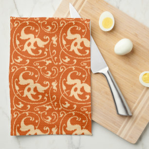 Ikat Blumendamast - Mandarine Küchentuch