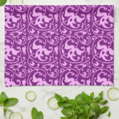 Ikat Blumendamast - Orchidee und Lila Geschirrtuch (Gefaltet)