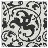 Ikat Blumendamast - Weiß und Schwarzes Stoff (Nahaufnahme)