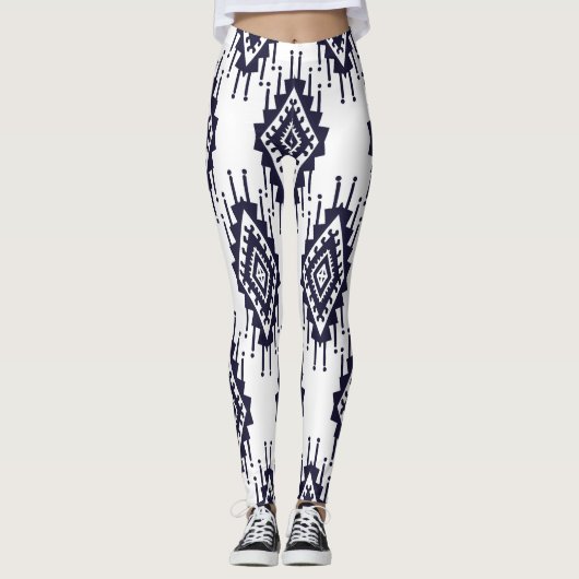 Ikat Boho Aztec Textile Motif Leggings (Vorderseite)