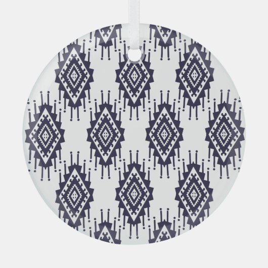 Ikat Boho Aztec Textile Motif Ornament Aus Glas (Vorderseite)