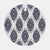 Ikat Boho Aztec Textile Motif Ornament Aus Glas (Rückseite)