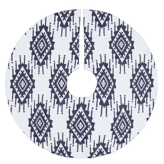 Ikat Boho Aztec Textile Motif Polyester Weihnachtsbaumdecke (Vorderseite)