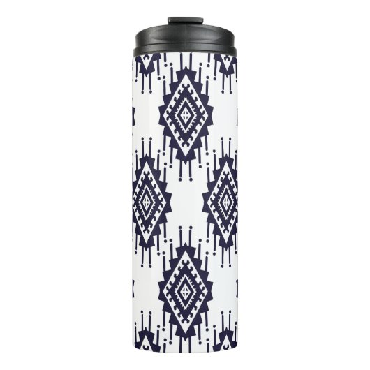 Ikat Boho Aztec Textile Motif Thermosbecher (Vorderseite)