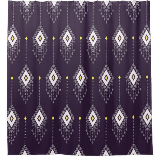 Ikat Chandelier Pattern: Vintages Textildesign Duschvorhang (Vorderseite)