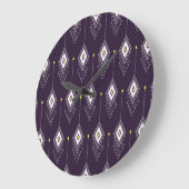 Ikat Chandelier Pattern: Vintages Textildesign Große Wanduhr (Winkel)