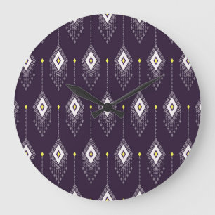 Ikat Chandelier Pattern: Vintages Textildesign Große Wanduhr